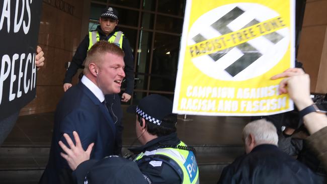 Blair Cottrell arrives at the Melbourne Magistrates’ Court last September. Picture: David Crosling