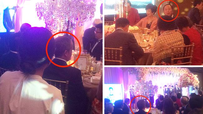 Bill Shorten (circled, left, bottom right) attends the wedding of the daughter of Huang Xiangmo (circled, top right) at the Shangri-La Hotel in Sydney in 2016.