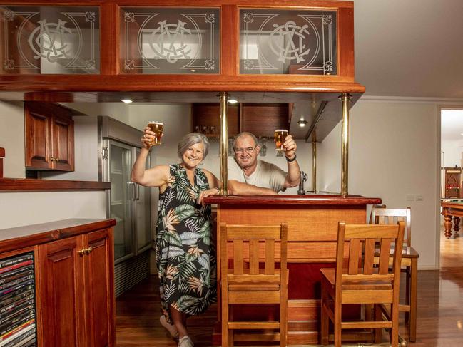 The owners of 7 Bradman Terrace, Epping - fittingly named after Sir Donald George Bradman - have enjoyed a piece of history in their home, a corner of the original MCC Long Room bar. The couple Lynne Herbert and Ray Farrant has now put the property on the market with hopes the unique piece of memorabilia will bowl buyers over. Picture: Tim Carrafa