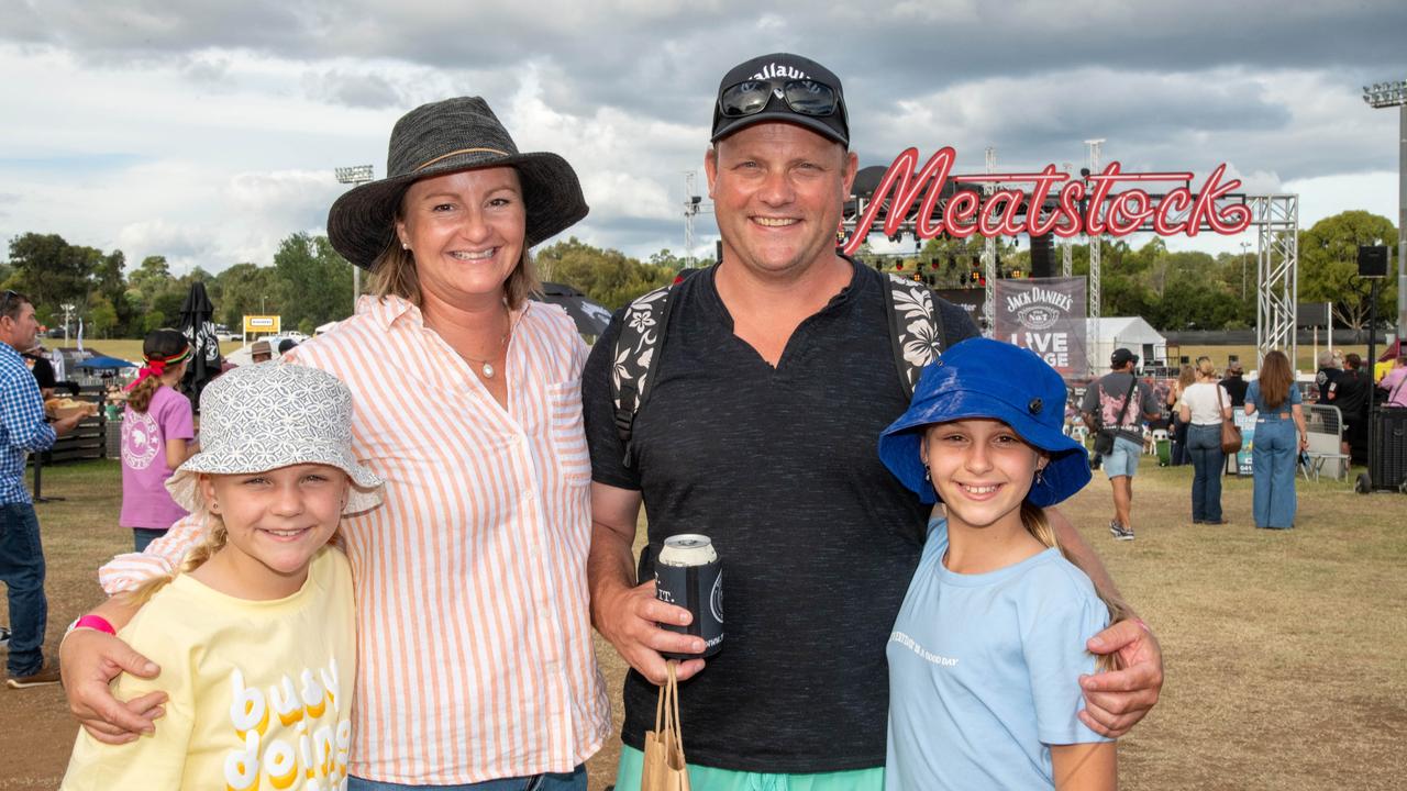 Mackenzie, Sally, Kirk and Summer Jolly. Meatstock - Music, Barbecue and Camping Festival at Toowoomba Showgrounds.Friday March 8, 2024 Picture: Bev Lacey