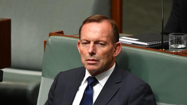 Former prime minister Tony Abbott during Question Time in the House of Representatives at Parliament House in Canberra, Tuesday, December 4, 2018. (AAP Image/Mick Tsikas) NO ARCHIVING