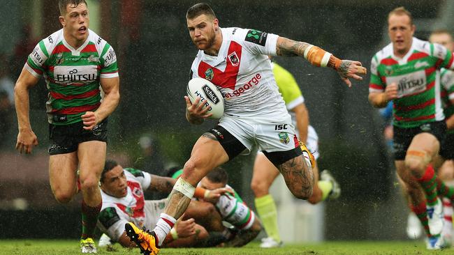 Josh Dugan looked to rediscover some form in the soggy win over Souths.