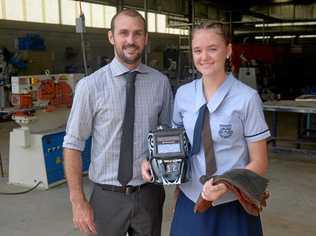 RSHS Deputy Principal Dan Petersen and Year 11 engineering student Sarah Castles. Picture: Jann Houley