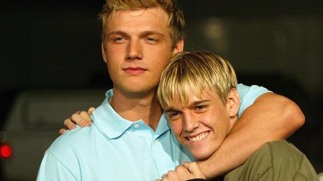 Aaron and Nick Carter (L) arrive for the Simple Life 2 Welcome Home Party at The Spider Club on April 14, 2004 in Hollywood, California. Picture: Frazer Harrison/Getty Images