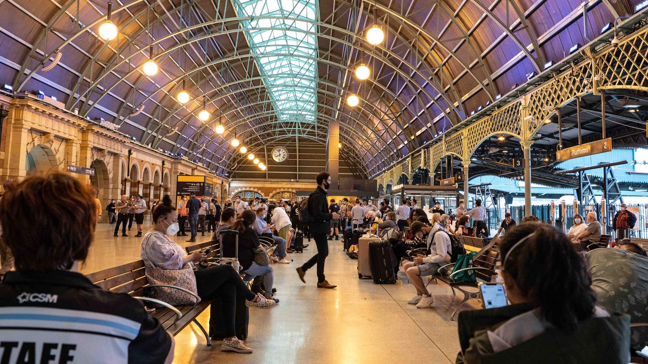 Commuters are seen outside of Central Station. Picture: NCA NewsWire/Flavio Brancaleone