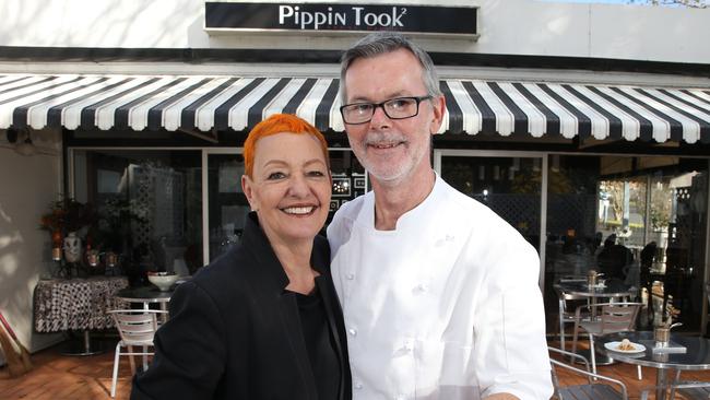 New restaurant at Tamborine Mountain called Pippin Took 2. Chef Ross Howell and wife Helen Johnson in front of their restaurant with some of their food. Picture Glenn Hampson