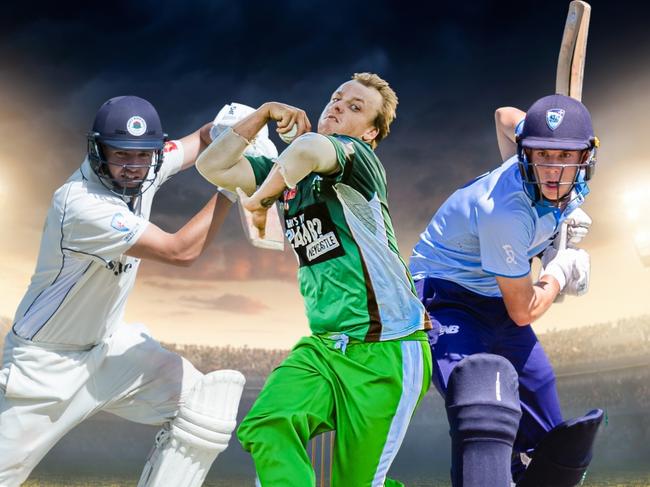 Representative cricketers Logan Weston, Aaron Bills and Bailey Abela ahead of the 2023/24 NSW Country Cricket Championships. Picture: supplied