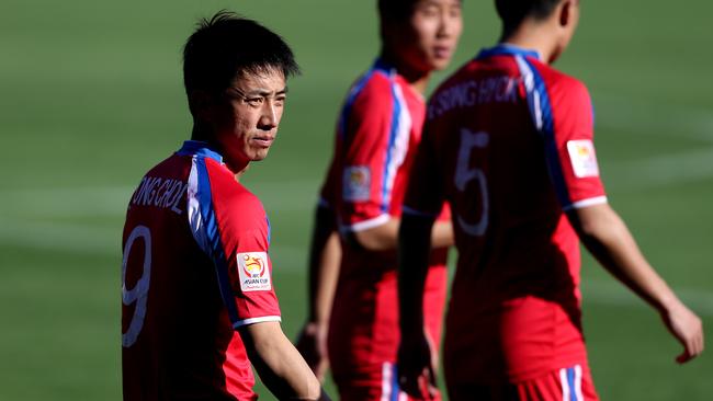 P. Song Chol of the North Korea football team. Picture: Richard Dobson