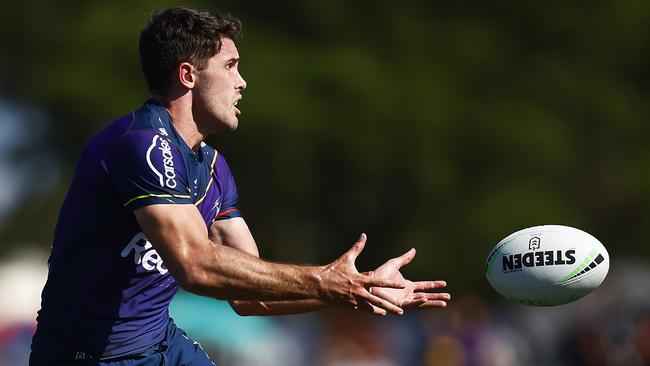 Nick Meaney will play five-eighth for the Storm on round one. Picture: Daniel Pockett/Getty Images