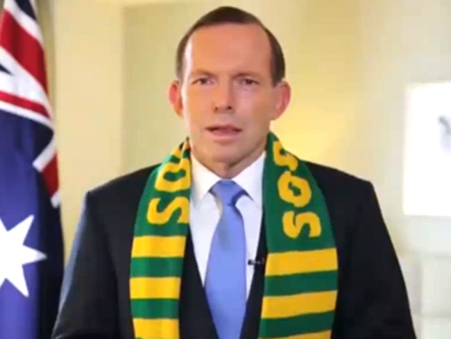 Australian Prime Minister Tony Abbott made an embarrassing gaffe, getting Australia’s captain’s name wrong in a support message.