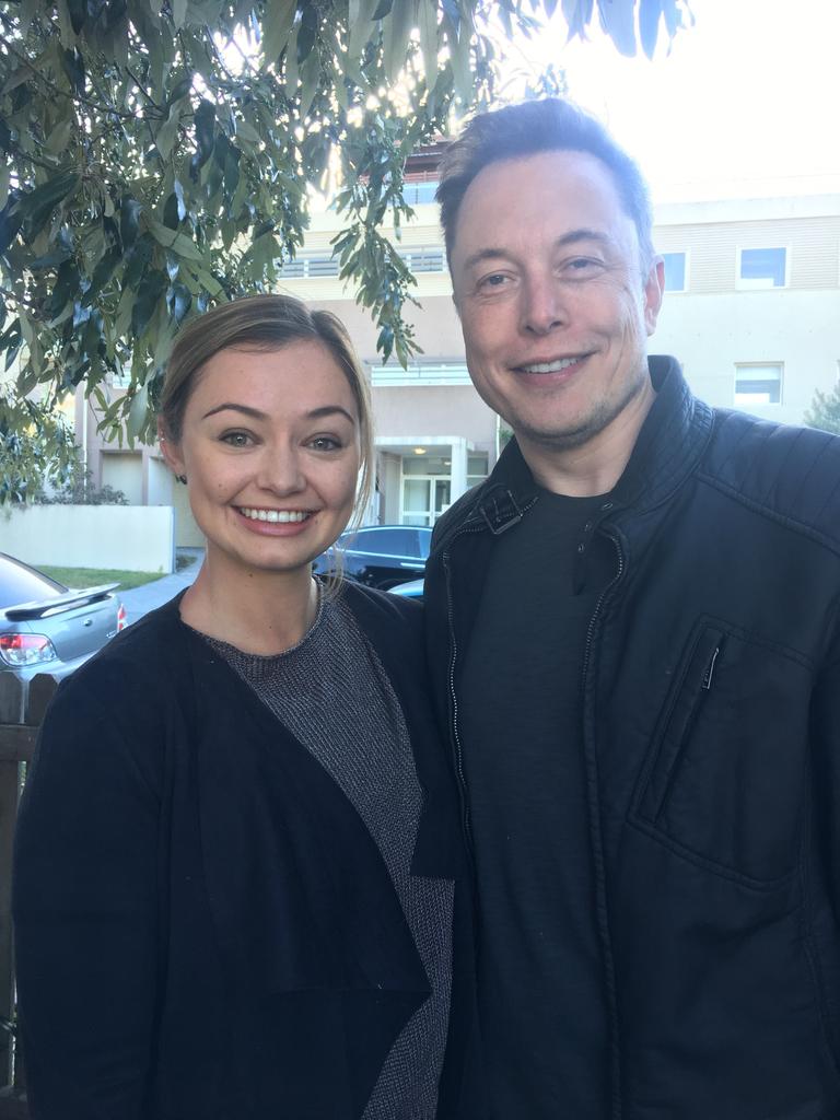 Bulletin journalist Sally Coates with Elon Musk.