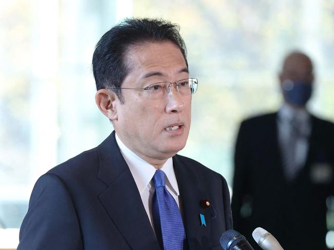 Japan's Prime Minister Fumio Kishida announces the border changes. Picture: AFP