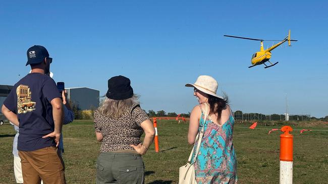 Families were able to go for scenic trips in a helicopter. Picture: Lexa Smith