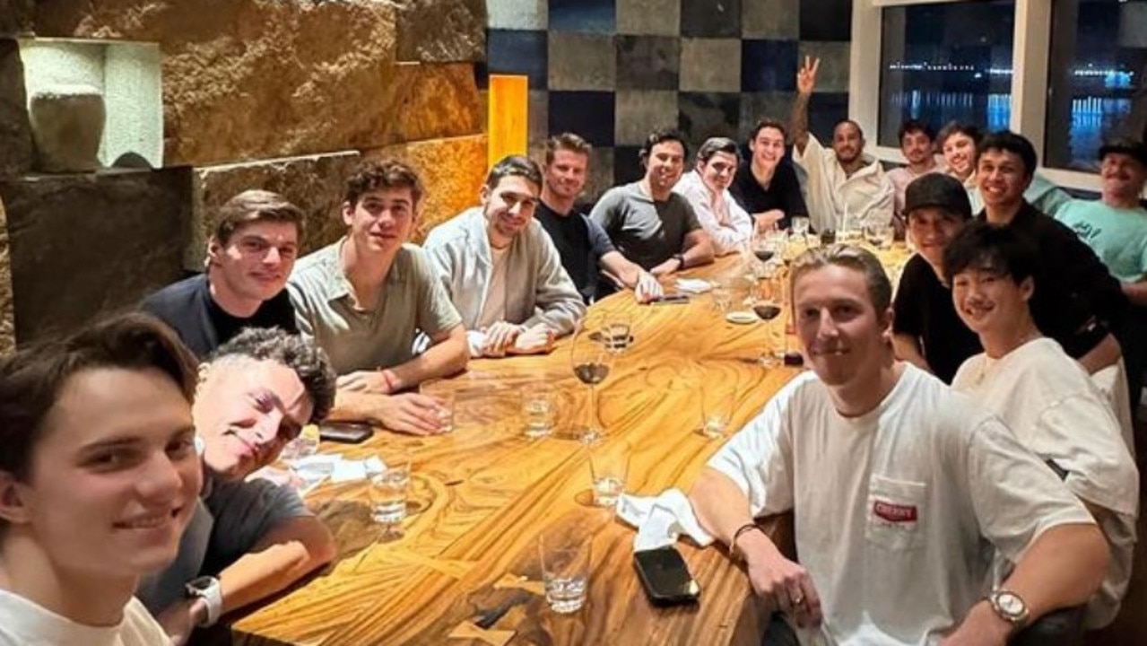 Verstappen and Russell were at opposite ends of the table. Photo: Instagram.