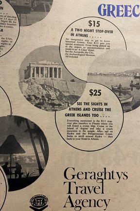 Those are cheap flights! Gold Coast Bulletin old advertisements. July 1975