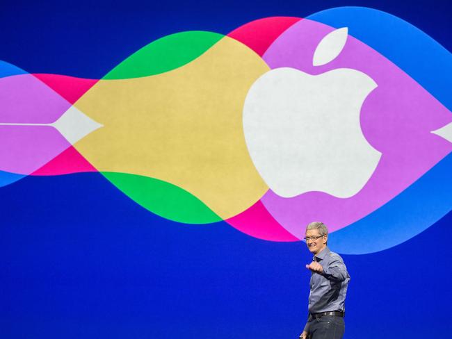 Apple CEO Tim Cook enters the stage at the start of a media event in San Francisco on September 09, 2015. Apple on Wednesday unveiled its iPad Pro, saying the large-screen tablet has the power and capabilities to replace a laptop computer. AFP PHOTO/JOSH EDELSON