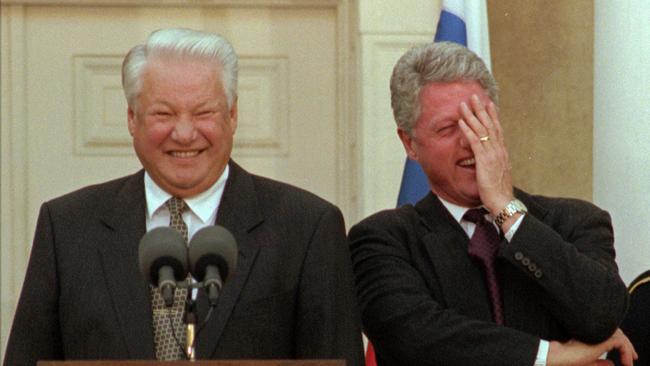 Russian President Boris Yeltsin and US President Bill Clinton in New York in 1995.