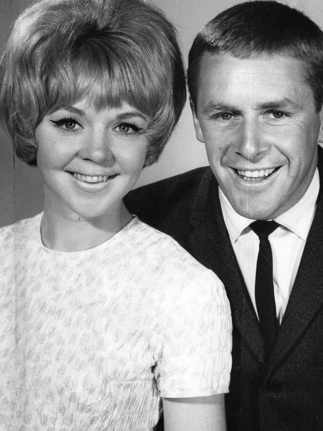 Footballer Daryl Hicks with Miss Patricia Hodgson after announcing their engagement in 1968. Picture: Advertiser Library