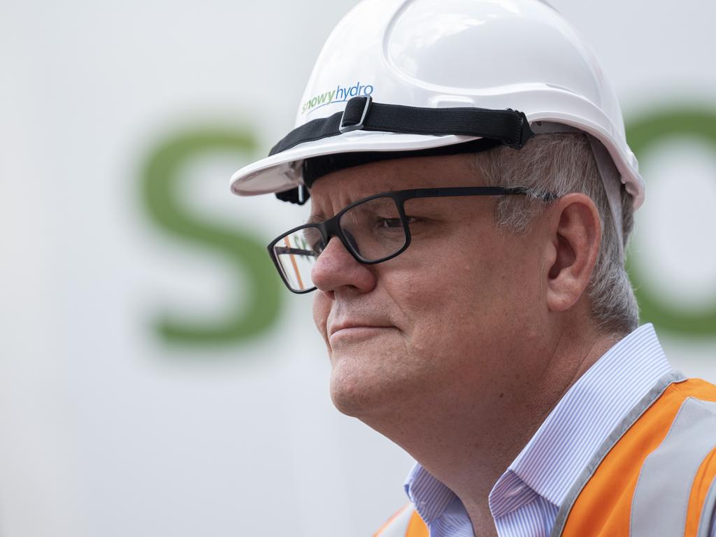 Scott Morrison holds a press conference at Snowy Hydro, Cooma. Picture: NCA NewsWire / Martin Ollman