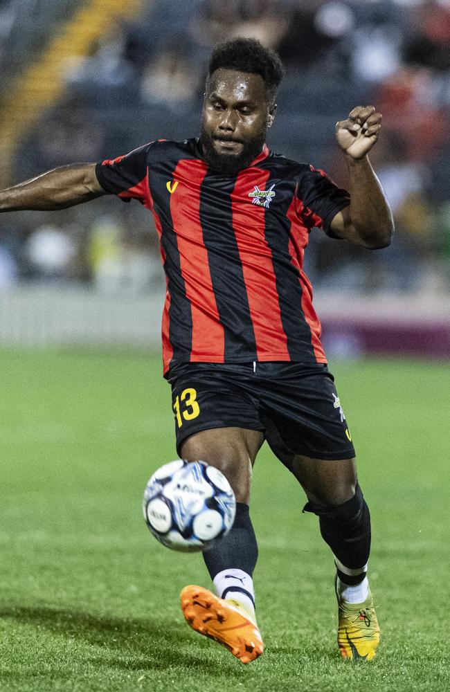 Johnstill Irokalani of Gatton Redbacks against Rockville Rovers in FQPL3 Darling Downs men grand final at Clive Berghofer Stadium, Saturday, August 31, 2024. Picture: Kevin Farmer