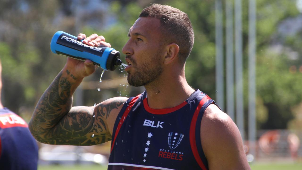 Quade Cooper with his new Melbourne Rebels club.