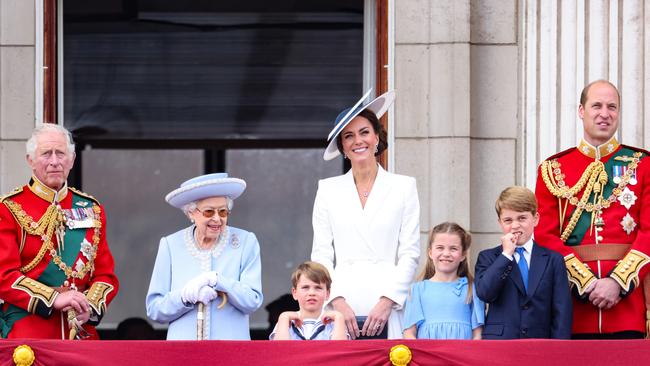 In the year before her death, the Queen was often seen publicly with a ‘slimmed down’ royal family. Picture: Getty Images