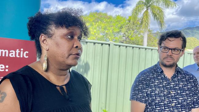 Mother of an 11-year-old rheumatic heart disease suffer Lynette Bullio with Cairns and Hinterland Health Service cardiologist, Dr Ben Reeves at the announcement of a strategy to end the preventable disease in April. . Picture: Peter Carruthers