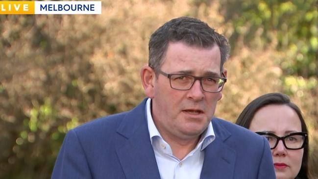 Daniel Andrews during the press conference on July 18 to announce the cancellation of Victoria hosting the 2026 Commonwealth Games. Picture: Today/Channel 9