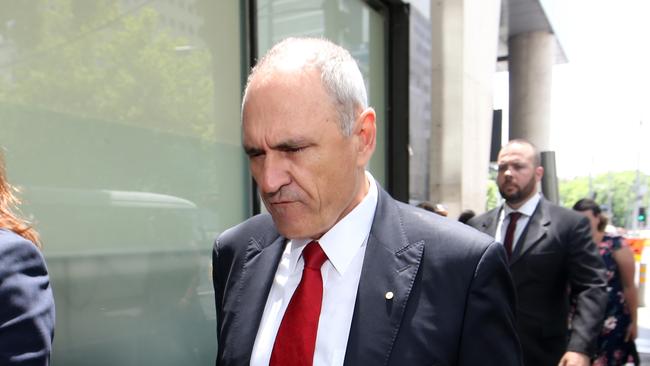 NAB Chairman Ken Henry leaves the Banking Royal Commission in Melbourne in November. David Geraghty/The Australian