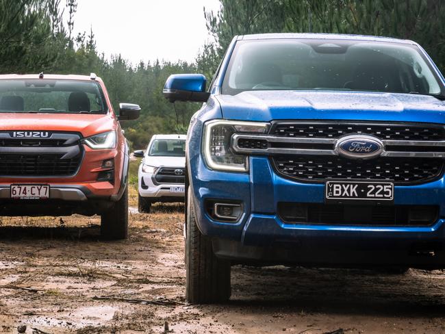 Dual-cab ute comparison test: Ford Ranger XLT, Toyota HiLux SR, Isuzu D-Max X-Terrain.