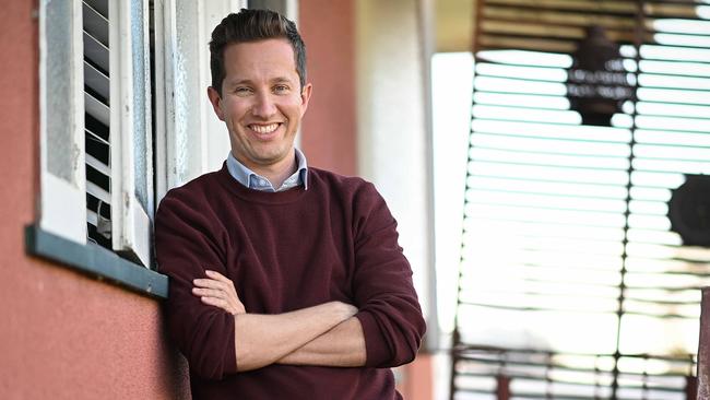 Greens MP Max Chandler-Mather at his rented home in Woollongabba in Brisbane. Picture: Lyndon Mechielsen