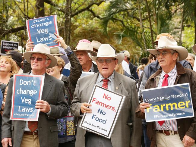 Farmers march on QLD Parliament House in protest to land clearing laws, Brisbane. Picture: Liam Kidston