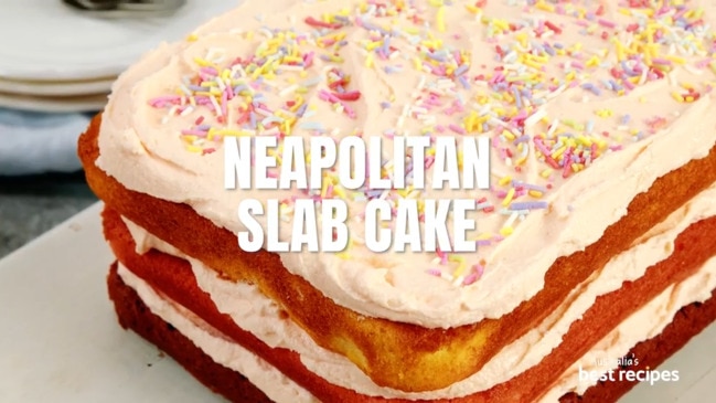 Neapolitan slab cake