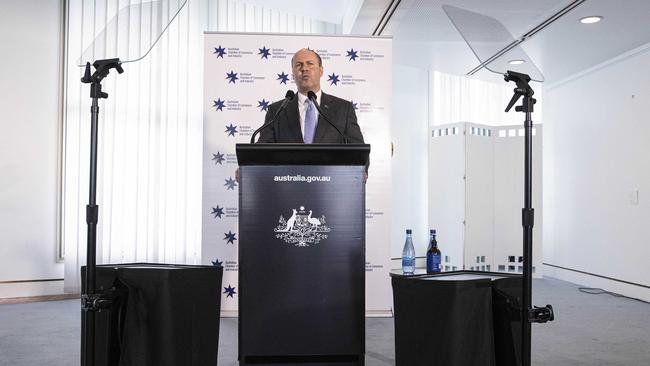 The Treasurer delivers a speech to the Australian Chamber of Commerce and Industry from Parliament House in Canberra. Picture: NCA NewsWire/Gary Ramage