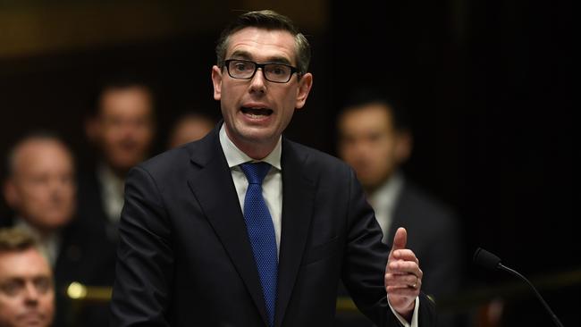 NSW Treasurer Dominic Perrottet hands down the state budget at NSW Parliament. Picture: (AAP Image/Joel Carrett)