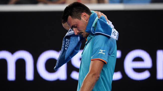 Bernard Tomic was knocked out in the first round of the Australian Open. Picture: AAP