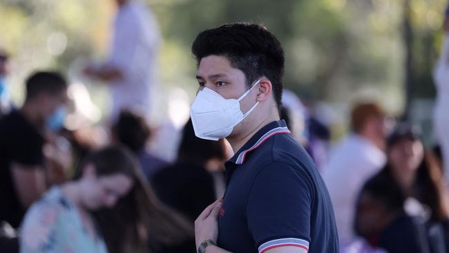 A man wearing a face mask in Sydney. Picture: AFP