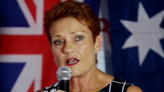 Pauline Hanson holding a One Nation forum in Laidley. Picture: Mark Calleja