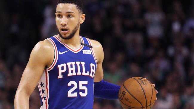 BOSTON, MA — MAY 3: Ben Simmons #25 of the Philadelphia 76ers dribbles against the Boston Celtics during the second quarter of Game Two of the Eastern Conference Second Round of the 2018 NBA Playoffs at TD Garden on May 3, 2018 in Boston, Massachusetts. Maddie Meyer/Getty Images/AFP == FOR NEWSPAPERS, INTERNET, TELCOS &amp; TELEVISION USE ONLY ==