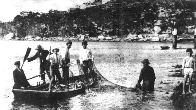 Members of the Sly family fishing at Manly. Picture Northern Beaches Library