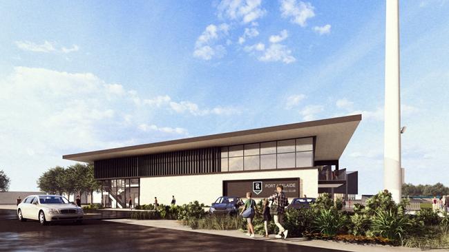 Artist impressions of proposed upgrades to Port Adelaide Football Club's Allan Scott Headquarters on Brougham Place at Alberton. Picture: Brown Falconer