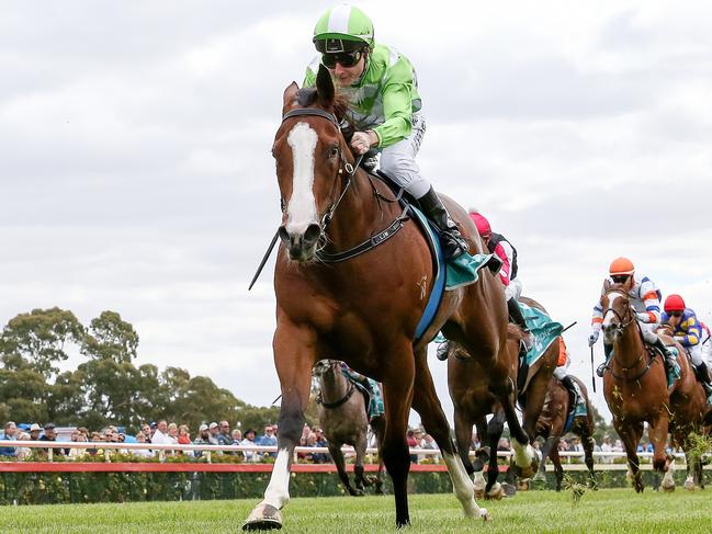 Shesallshenanigans ridden by Linda Meech wins the Apiam Animal Health VOBIS Gold Rush at Bendigo Racecourse on April 01, 2023 in Bendigo, Australia. (Photo by George Sal/Racing Photos via Getty Images)