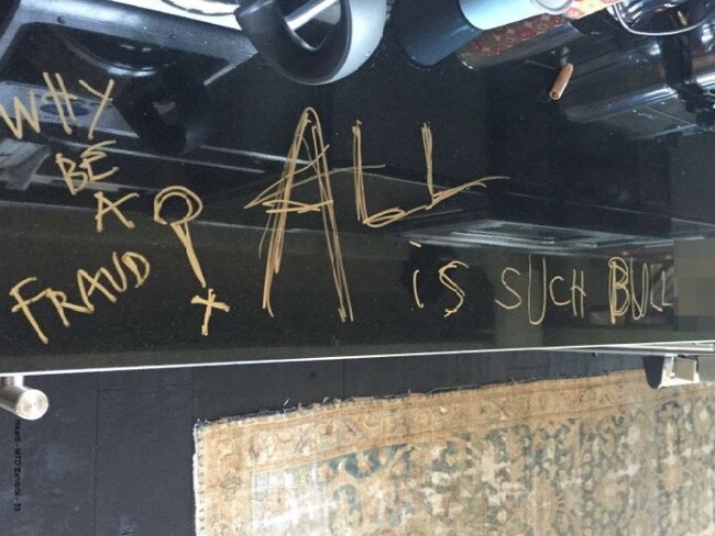 Another photo of writing on a bench, which was shown to the court during Johnny Depp’s libel case.