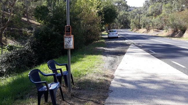 Outdoor chairs flanking Research-Warrandtye Rd bus stops are becoming a familiar, welcome sight. 