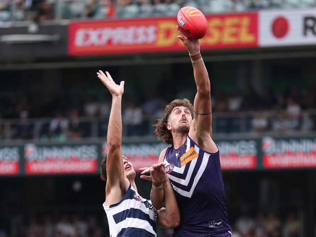 Fremantle must play Luke Jackson in the ruck while Sean Darcy is on the sidelines. Picture: Getty Images