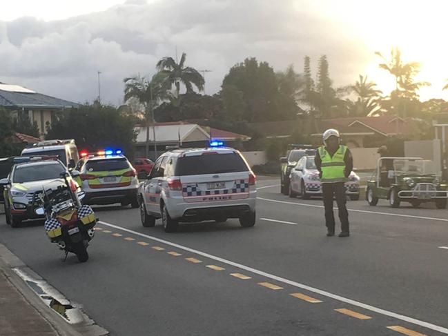 Police at the scene of an accident at Burleigh Waters. Picture: Nic McElroy