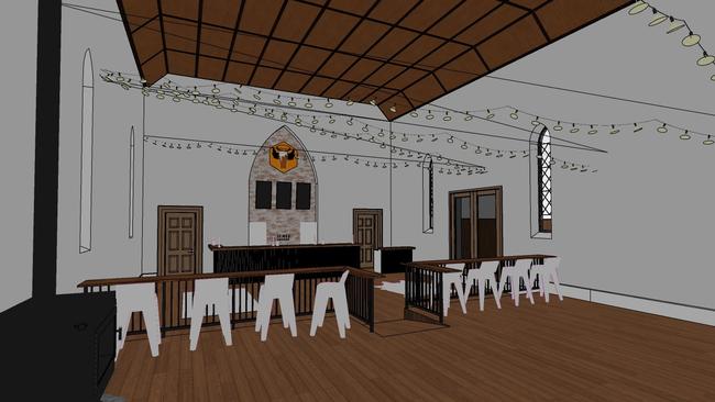 An artist’s impression of the Little Blessing Brewery, in the Laura Baptist Community Church.