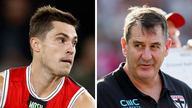 St Kilda co-captain Jack Steele (left) and senior coach Ross Lyon.