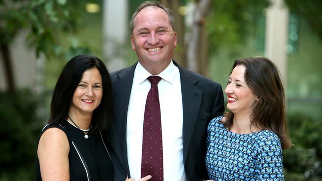 Barnaby Joyce with then-wife Natalie and daughter Bridgette at Parliament House in 2016.