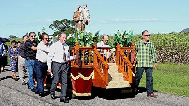 An historic photo of St Anthony’s statue being paraded through the Hinchinbrook hamlet of Bemerside north of Ingham. Mr Girgenti said locals were determined to see the festival survive. Picture: Supplied